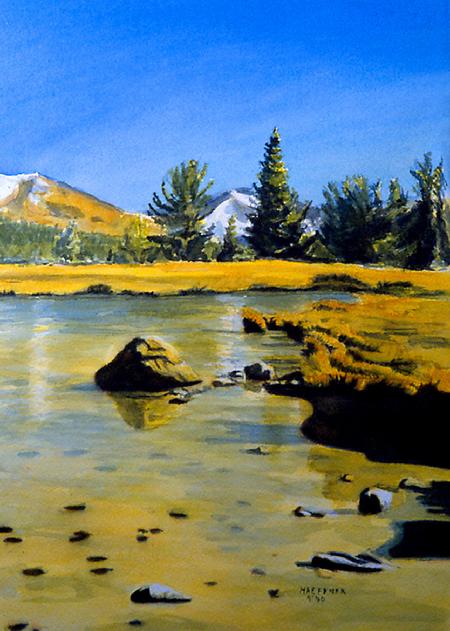 Yosemite Pond,  Yosemite National Park, California:  Original Watercolor by Marie Haeffner-Reeves